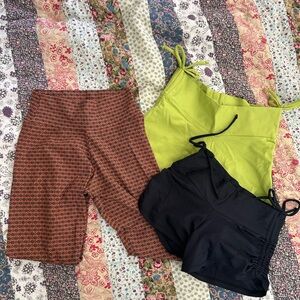 Yoga Pants and Shorts Trio - Black, Lime, and Patterned